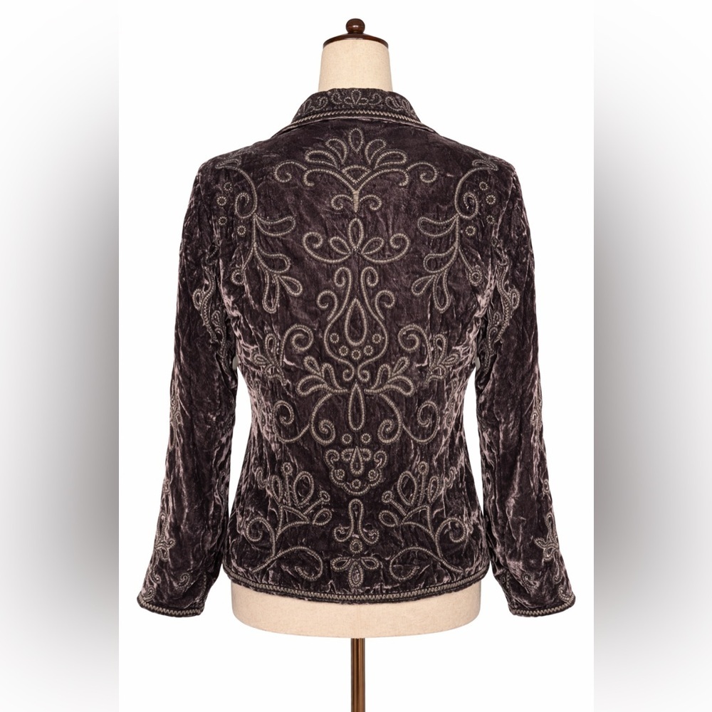 Purple crushed velvet embellished jacket- Laura Ashley Y2K SP - Picture 3 of 4